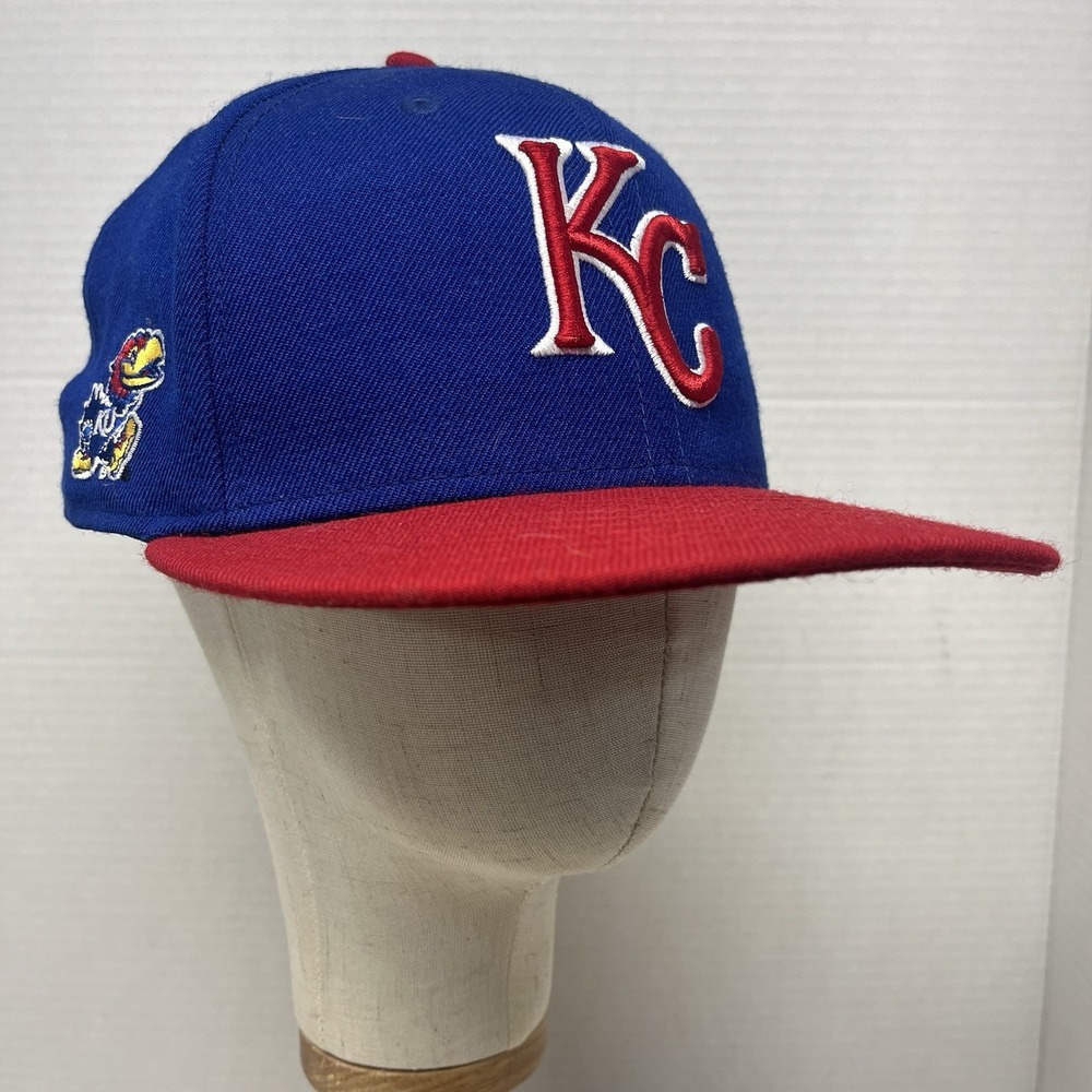New Era 59FIFTY Kansas Jayhawks KC Royals Crossover Fitted Hat 7 1/2 | RARE